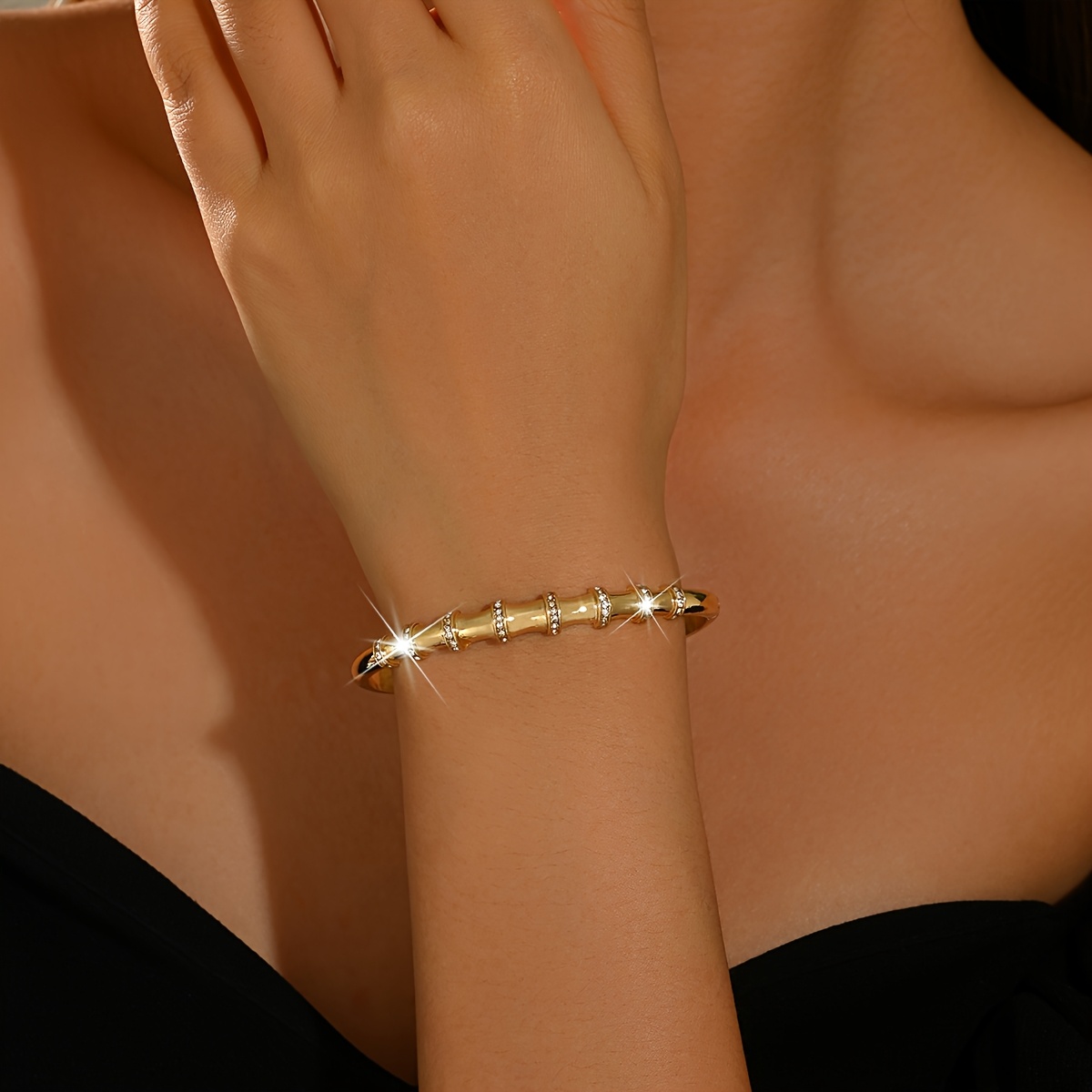 Women's Irregular Bamboo Joint Bangle Bracelet, Exquisite Design